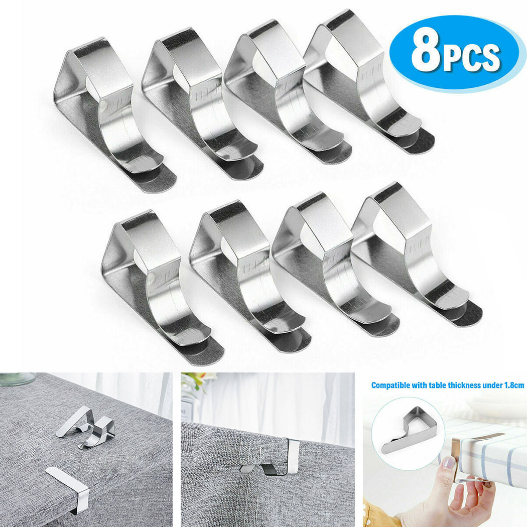 Outdoor Camping Tools - 8Pcs Stainless Steel Tablecloth Clamps Tablecloth