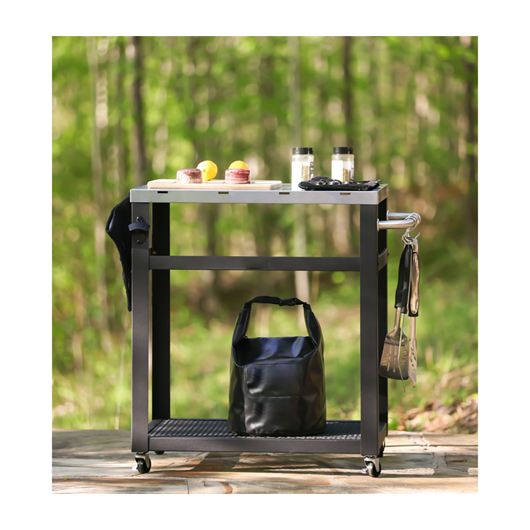Outdoor Camping Kitchen Table - AJUNION Portable Outdoor Prep Cart Bbq