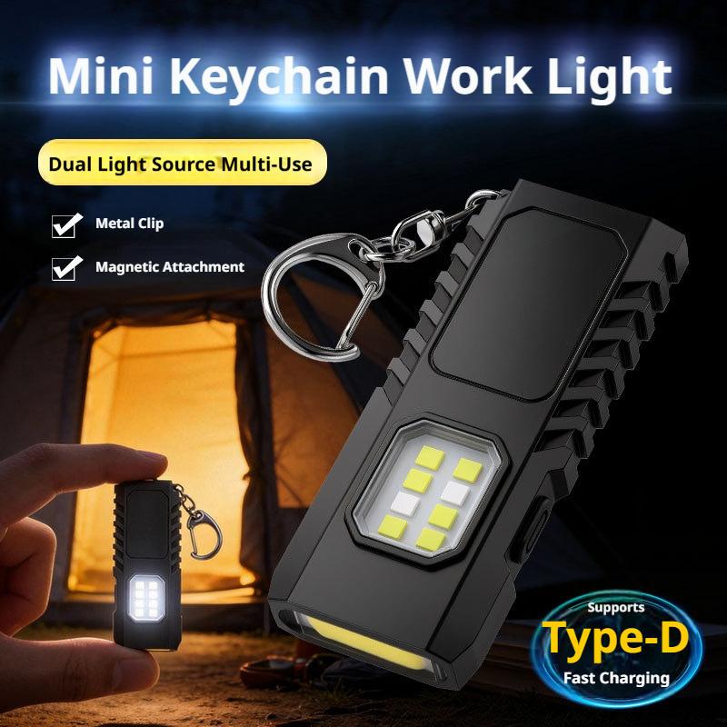 Outdoor Camping Tools - Mini Edc Keychain Flashlight USB Rechargeable