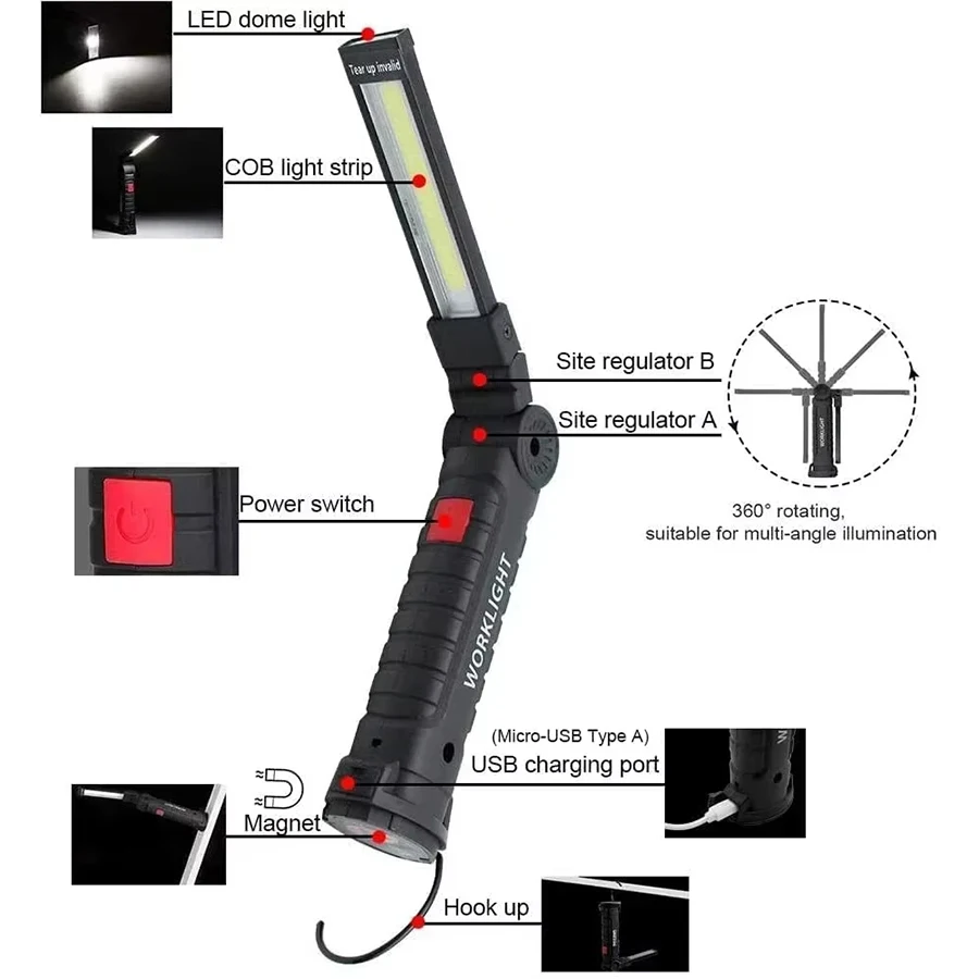 New Portable COB LED Flashligh - Outdoor Camping Lampe recension och pris