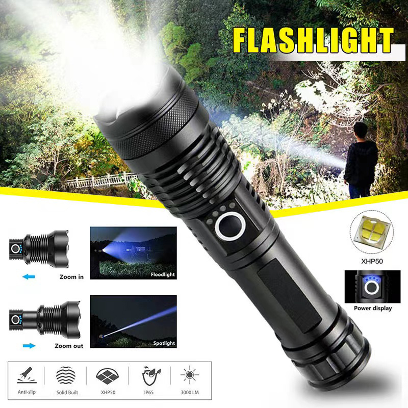 High Power XHP70 Led Flashligh - Outdoor Camping Lampe recension och pris